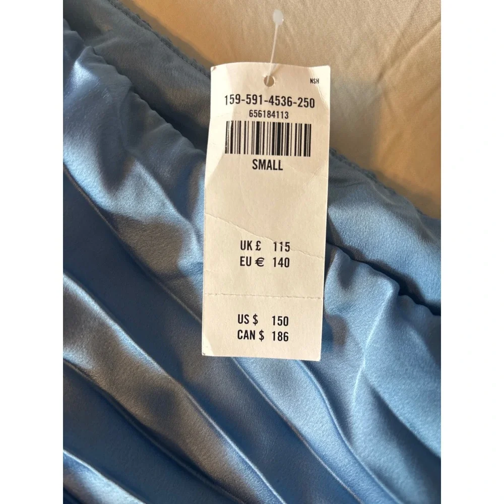 Abercrombie & Fitch One Shoulder Pleated Maxi Dress Women Small Blue New Elegant